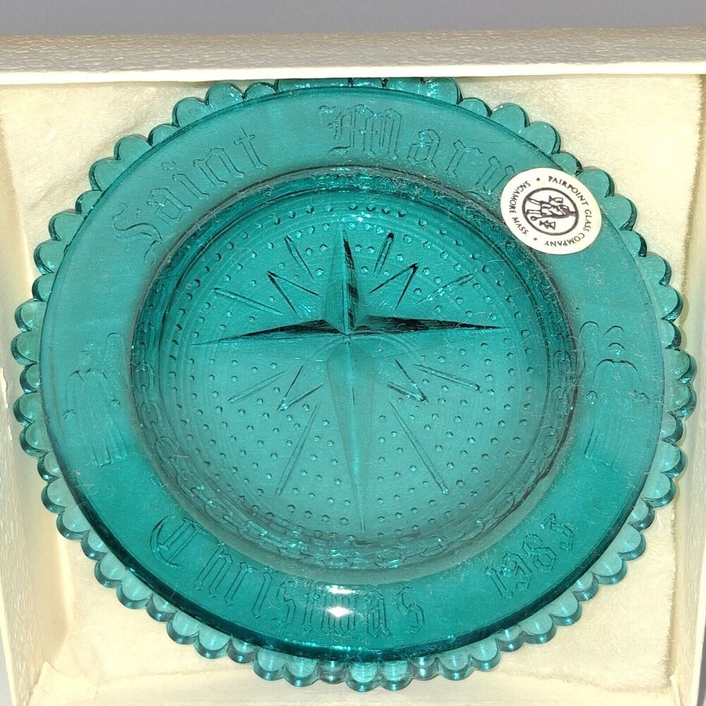 Star of Bethlehem St Marys Xmas '83 Pairpoint Glass Cup Plate New Bedford Marian